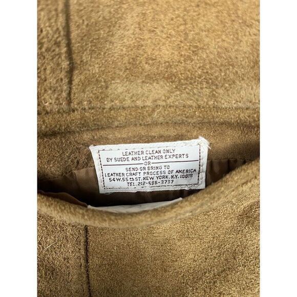 Vintage Suede Leather Vest Shearling Sherpa Tan Montgomery Ward‎ Womens Size XL - Picture 3 of 5
